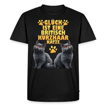 British Shorthair LE BONHEUR EST BRITISH SHORTHAIR - T-shirt Premium bio Homme - noir - Devant - Nico (187cm)