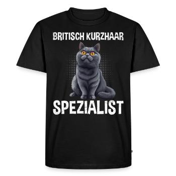 SPÉCIALISTE BRITANNIQUE À POIL COURT Papa Chat Britannique - T-shirt Premium bio Homme - noir - Devant - Nico (187cm)