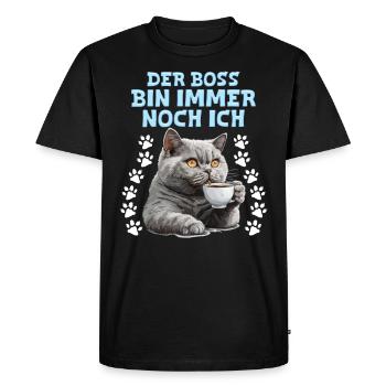 British Shorthair QUI SUIS TOUJOURS MOI - T-shirt Premium bio Homme - noir - Devant - Nico (187cm)