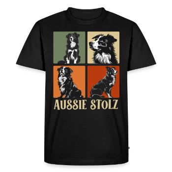 AUSSIE PRIDE Australian Shepherd Vintage - Men's Premium Organic T-Shirt - black - Front - Nico (187cm)