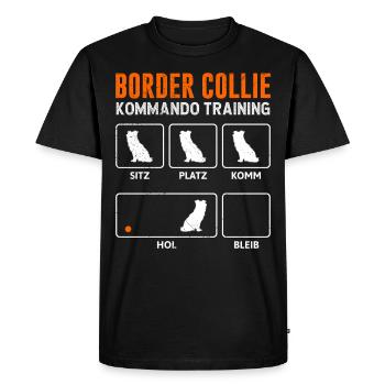 ENTRAÎNEMENT COMMANDO BORDER COLLIE Drôle - T-shirt Premium bio Homme - noir - Devant - Nico (187cm)