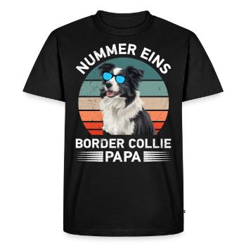 Border Collie PAPA BORDER COLLIE NUMÉRO UN - T-shirt Premium bio Homme - noir - Devant - Nico (187cm)