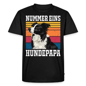 Border Collie PAPA BORDER COLLIE NUMÉRO UN - T-shirt Premium bio Homme - noir - Devant - Nico (187cm)