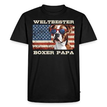 Boxer allemand WORLD’S BEST BOXER DAD Boxer Boxer Boxer - T-shirt Premium bio Homme - noir - Devant - Nico (187cm)