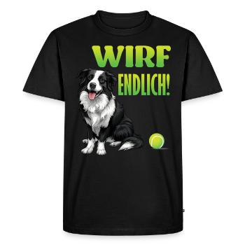 Border Collie FINALLY Throw Funny Border Collie - Men's Premium Organic T-Shirt - black - Front - Nico (187cm)