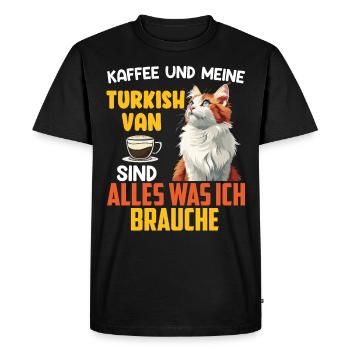 Chat Papa LE CAFÉ ET MA CAMIONNETTE TURQUE SONT TOUT - T-shirt Premium bio Homme - noir - Devant - Nico (187cm)