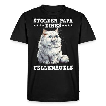 Chat Papa FIER PAPA D’UNE BOULE DE POILS Drôle - T-shirt Premium bio Homme - noir - Devant - Nico (187cm)