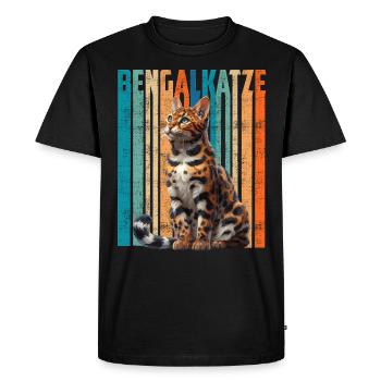 BENGAL CAT Vintage Bengal Chat Propriétaire - T-shirt Premium bio Homme - noir - Devant - Nico (187cm)
