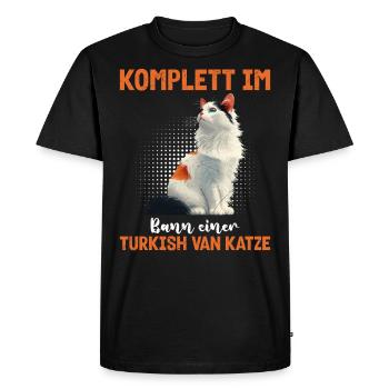 Fan de chat COMPLÈTEMENT SOUS LE CHARME D’UNE CAMIONNETTE TURQUE - T-shirt Premium bio Homme - noir - Devant - Nico (187cm)
