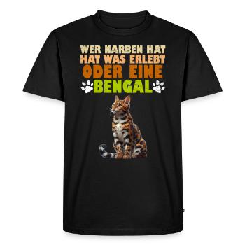 Chat Bengal QUI A DES CICATRICES A VÉCU QUELQUE CHOSE OU - T-shirt Premium bio Homme - noir - Devant - Nico (187cm)