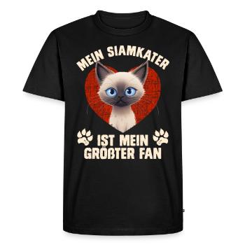 Siamese cats MY SIAMESE CAT IS MY BIGGEST FAN - Men's Premium Organic T-Shirt - black - Front - Nico (187cm)