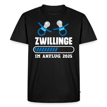 JUMEAUX À L’APPROCHE DE 2025 Drôle de grossesse - T-shirt Premium bio Homme - noir - Devant - Nico (187cm)