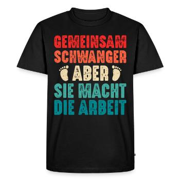 Bientôt papa ENCEINTE ENSEMBLE MAIS ELLE FAIT LE - T-shirt Premium bio Homme - noir - Devant - Nico (187cm)