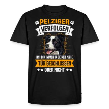 Border Collie POURSUIVANT À FOURRURE TOUJOURS DRÔLE - T-shirt Premium bio Homme - noir - Devant - Nico (187cm)