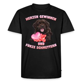 Newfie GAGNER LES CŒURS ET ÉCRASER LES PETS - T-shirt Premium bio Homme - noir - Devant - Nico (187cm)