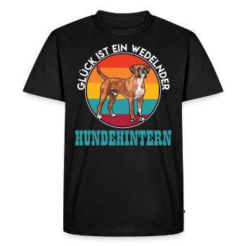 Boxer HAPPINESS IS A WAGGING DOG'S BUTT - Men's Premium Organic T-Shirt - black - Front - Nico (187cm)