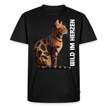Chats du Bengale SAUVAGE DANS LE CŒUR Chats du Bengale - T-shirt Premium bio Homme - noir - Devant - Nico (187cm)
