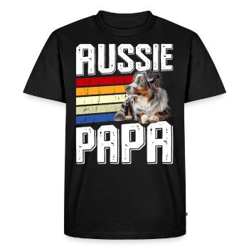 Australian Shepherd Owner AUSSIE PAPA - Men's Premium Organic T-Shirt - black - Front - Nico (187cm)