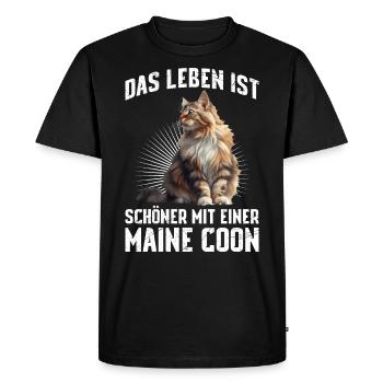 Propriétaire de Maine Coon LA VIE EST PLUS BELLE AVEC - T-shirt Premium bio Homme - noir - Devant - Nico (187cm)