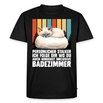 Chat siamois PERSONAL STALKER JE TE SUIS - T-shirt Premium bio Homme - noir - Devant - Nico (187cm)