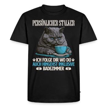 British Shorthair PERSONAL STALKER Drôle - T-shirt Premium bio Homme - noir - Devant - Nico (187cm)