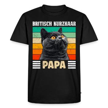 BRITISH SHORTHAIR CAT DAD British Shorthair - T-shirt Premium bio Homme - noir - Devant - Nico (187cm)