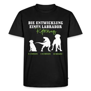Chien Labrador LE DÉVELOPPEMENT D’UN LABRADOR - T-shirt Premium bio Homme - noir - Devant - Nico (187cm)