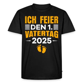 1. Fête des Pères CÉLÉBRER NOTRE PREMIÈRE FÊTE DES PÈRES - T-shirt Premium bio Homme - noir - Devant - Nico (187cm)
