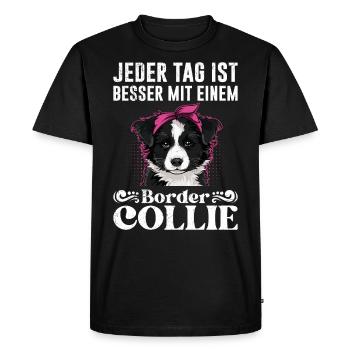 Border Collie EVERY DAY IS BETTER WITH BORDER - Men's Premium Organic T-Shirt - black - Front - Nico (187cm)