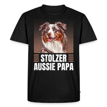 Australian Shepherd PROUD AUSSIE DAD - Men's Premium Organic T-Shirt - black - Front - Nico (187cm)