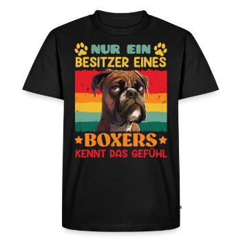 Boxeur allemand UN SEUL PROPRIÉTAIRE D’UN BOXEUR - T-shirt Premium bio Homme - noir - Devant - Nico (187cm)