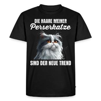 Maman chat LES POILS DE MON CHAT PERSAN SONT À LA MODE - T-shirt Premium bio Homme - noir - Devant - Nico (187cm)