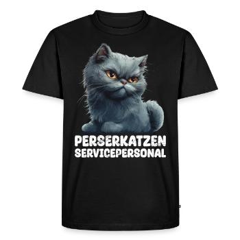 CHAT PERSAN SERVICE STAFF Drôle de chat persan - T-shirt Premium bio Homme - noir - Devant - Nico (187cm)
