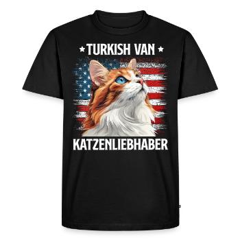 TURC VAN AMOUREUX DES CHATS États-Unis Chat Papa - T-shirt Premium bio Homme - noir - Devant - Nico (187cm)