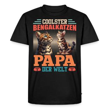 Bengal PAPA CHAT BENGAL LE PLUS COOL DU MONDE - T-shirt Premium bio Homme - noir - Devant - Nico (187cm)