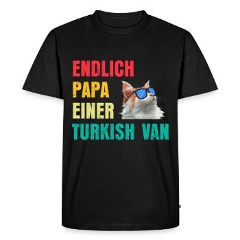 Papa Chat ENFIN PAPA D’UN VAN CHAT TURC - T-shirt Premium bio Homme - noir - Devant - Nico (187cm)