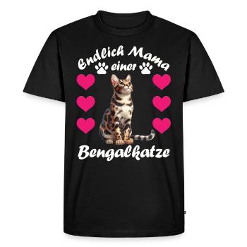 Maman chat ENFIN MAMAN D’UN CHAT BENGAL - T-shirt Premium bio Homme - noir - Devant - Nico (187cm)
