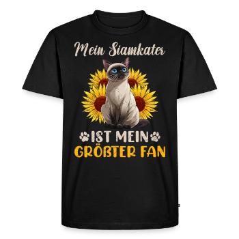 Siamese MY SIAMESE CAT IS MY BIGGEST FAN - Men's Premium Organic T-Shirt - black - Front - Nico (187cm)