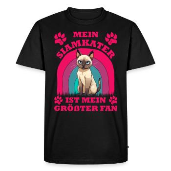 Siamese cats MY SIAMESE CAT IS MY BIGGEST FAN - Men's Premium Organic T-Shirt - black - Front - Nico (187cm)