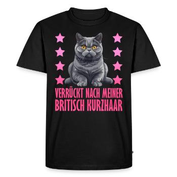 British Shorthair CRAZY ABOUT MY BRITISH - Men's Premium Organic T-Shirt - black - Front - Nico (187cm)