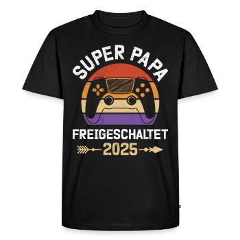 Futur papa SUPER PAPA DÉBLOQUÉ - T-shirt Premium bio Homme - noir - Devant - Nico (187cm)