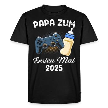 PAPA POUR LA PREMIÈRE FOIS 2025 1ÈRE FÊTE DES PÈRES EXPECTATIVE - T-shirt Premium bio Homme - noir - Devant - Nico (187cm)