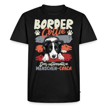 BORDER COLLIE LE COACH HUMAIN ULTIME Drôle - T-shirt Premium bio Homme - noir - Devant - Nico (187cm)