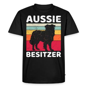 AUSSIE OWNER Australian Shepherd Dog Dad - Men's Premium Organic T-Shirt - black - Front - Nico (187cm)