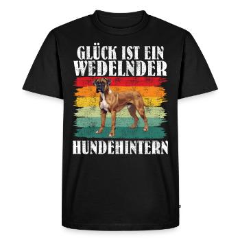 Boxer HAPPINESS IS A WAGGING DOG'S BUTT - Men's Premium Organic T-Shirt - black - Front - Nico (187cm)