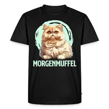Chat persan MORNING POUCH Drôle Propriétaire - T-shirt Premium bio Homme - noir - Devant - Nico (187cm)