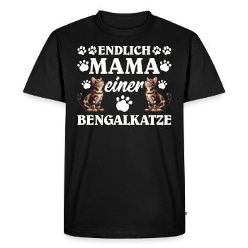 Maman chat ENFIN MAMAN D’UN CHAT BENGAL - T-shirt Premium bio Homme - noir - Devant - Nico (187cm)