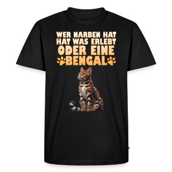 Chat Bengal QUI A DES CICATRICES A VÉCU QUELQUE CHOSE OU - T-shirt Premium bio Homme - noir - Devant - Nico (187cm)