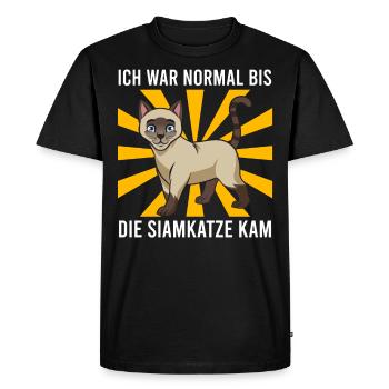 SIAMESE CATS I WAS NORMAL UNTIL THE SIAMESE CAT CAME - Men's Premium Organic T-Shirt - black - Front - Nico (187cm)