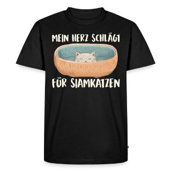 Siamese Cats MY HEART BEATS FOR SIAMESE CATS - Men's Premium Organic T-Shirt - black - Front - Nico (187cm)